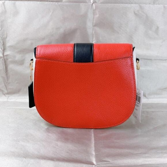 COACH Georgie Saddle Bag In Signature Canvas C3596 IM/Bright Poppy Multi - Picture 5 of 6